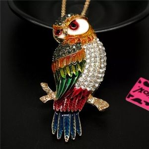 Crystal Studded Owl pendant necklace